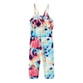 thumbnail image 4 of Odeerbi Toddler Floral Romper Kids Girls Summer Fashion 2025 Casual Printing Sleeveless Strap Jumpsuit Blue, 4 of 7