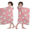 thumbnail image 4 of Pink Christmas Santa Pattern Hooded Bath Towel，60"x35" for Ages 3 To 12 Kids, Quick Dry Lightweight Soft Microfiber Hood Beach Towel Cover Up for Kids, 4 of 7