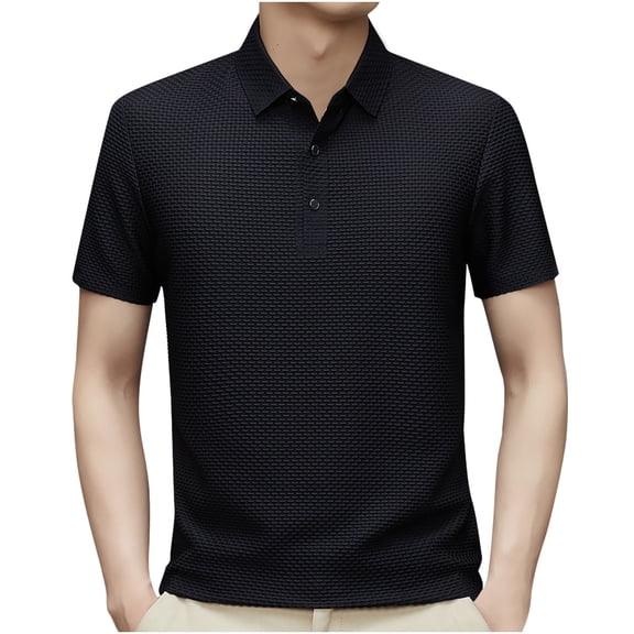 WREESH Men's Solid Henley Shirts Button-Loose Casual Short Sleeve Shirt a Classic Solid Color Top for Men's Daily Wear Black