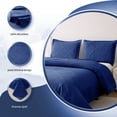 thumbnail image 3 of Beartech Quilt Set King Size Navy Blue Bedspread Coverlet Microfiber Bedding Lightweight Reversible Set, 3 of 7