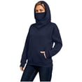 thumbnail image 3 of MaFYtyTPR Women's Cowl Neck Hoodie with Face Cover Casual Pullover Hooded Sweatshirt with Pocket Fall Winter Outdoor Warm Tops 01-Navy XL, 3 of 6