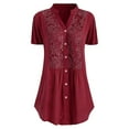 thumbnail image 2 of Aboser Long Shirts for Women Short Sleeve Embroidery Tunic Tops Elegant Button Down Work Shirt Summer V Neck T Shirts Plus Size Tops for Women Dressy Casual Blouses, 2 of 4