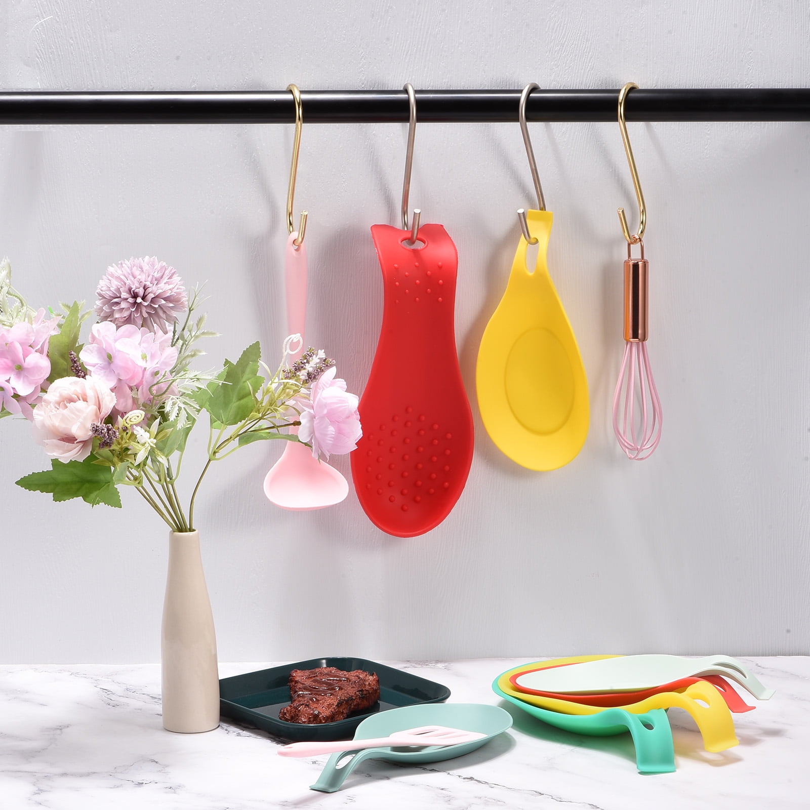 Unique Bargains S Hanging Hooks Extra Long Hangers Matt Silver 16inch/400mm