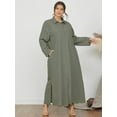thumbnail image 5 of ZANZEA Womens Dresses Long Sleeve Split Hem Turn-Down-Collar Casual Dress, 5 of 8