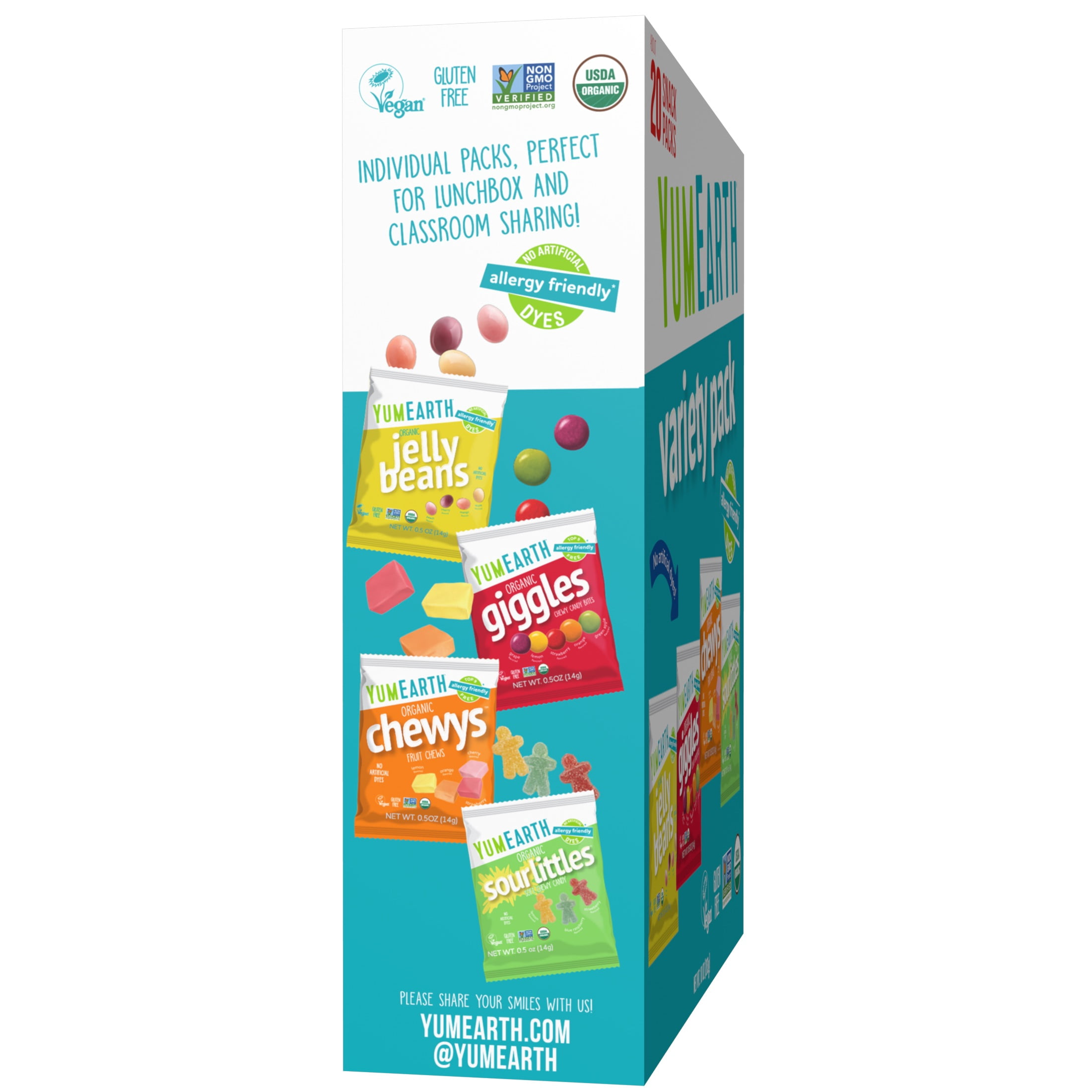 YumEarth Organic Variety Box Snack Packs 10 oz Box - Nut-Free, Vegan, Gluten-Free Snack Bars