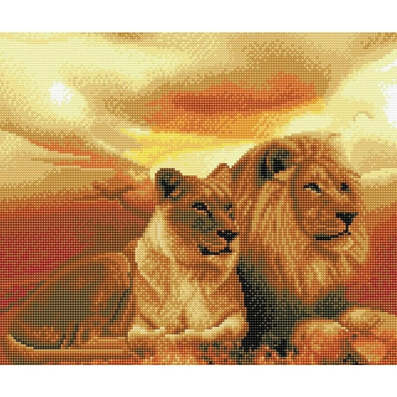 Crystal Art Large Framed Kit - Lions of the Savannah