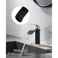 thumbnail image 5 of WOWOW Waterfall Bathroom Faucet,Black and Gold Bathroom Sink Faucet for 1 Hole or 3 Holes, Single Handle Vanity Faucet with Metal Pop up Drain, Stainless Steel Basin Sink Faucet Tap for RV Lavatory, 5 of 8