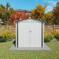 thumbnail image 5 of 6' x 4' Storage Shed, Galvanized Metal Outdoor Shed with Lockable Door, Light Gray Outdoor Storage House for Garden & Backyard, White, 5 of 8
