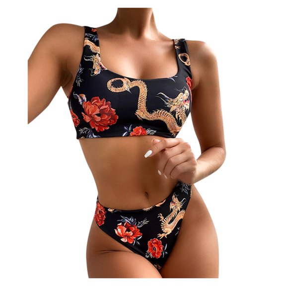 Swimsuits for Women,Women Solid Bikini Set Push-Up Padded Swimwear Bathing Swimsuit Beachwear Black L(L)