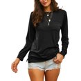thumbnail image 1 of LUXUR T-shirt Femme Col Rond Tee-Shirt Couleur Unie Pull Décontracté Manches Longues Noir L, 1 of 5