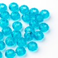thumbnail image 1 of 100pc Glass European Beads Large Hole Beads No Metal Core Rondelle Dodger Blue 14x8mm Hole: 5mm, 1 of 3