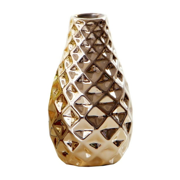 Jarrón de cerámica dorado con forma cóncava para decoración moderna del hogar (DiaxH) 2.72 Estilo 1