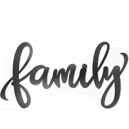 HELLOYOUNG Black Family Sign Heavy Iron Wall Art, Large Metal Word Art for Living Room, Family Theme Home Decoration