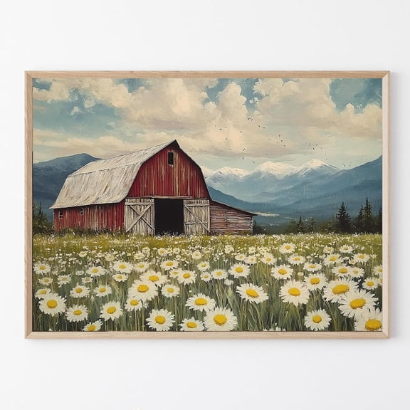 Hieng Farmhouse Truck Poster Old Tractor Canvas Wall Art Blue Teal Truck Picture Farmhouse Barn Prints Country Barn Posters Old Barn Flower Paintings Rustic Wall Artch