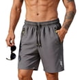 thumbnail image 2 of Domuza Quick Dry Men's Athletics Shorts Elastic Waist Drawstring Gym Workout Sports Shorts, Lightweight Running Shorts with Pockets Dark Gray L, 2 of 5