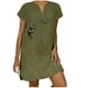 thumbnail image 1 of Vestido de cáñamo de bambú con estampado de cobertura suelta y cuello en V retro vintage de manga corta para mujer Pompotops ghjkhdj17481, 1 of 4
