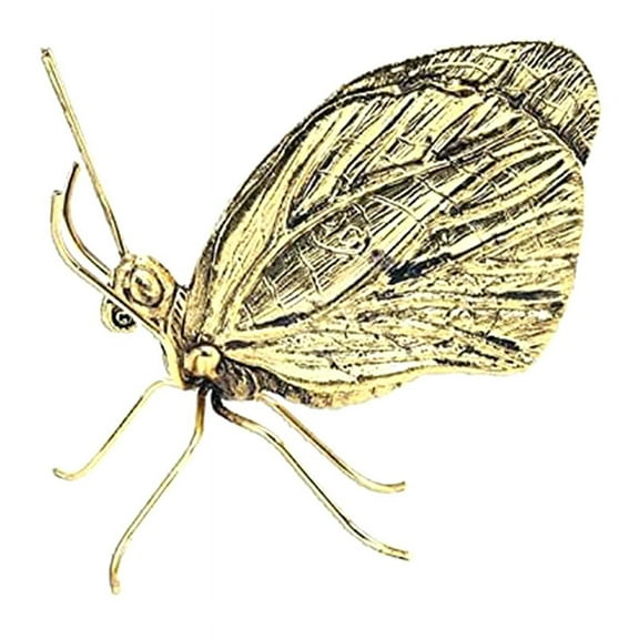 Gold Butterfly Sculpture Brass Animal Figurines Metal Desktop Ornament for Home Office Car Decor Handmade Vintage