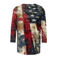 thumbnail image 5 of Vintage American Flag Shirts for Women 2025 Fashion Independence Day 3/4 Length Sleeve Tshirts Summer Tops Dressy Casual Crewneck Patriotic Tunic Top Cross Flag Star Stripes Graphic Tees Blouses, 5 of 5