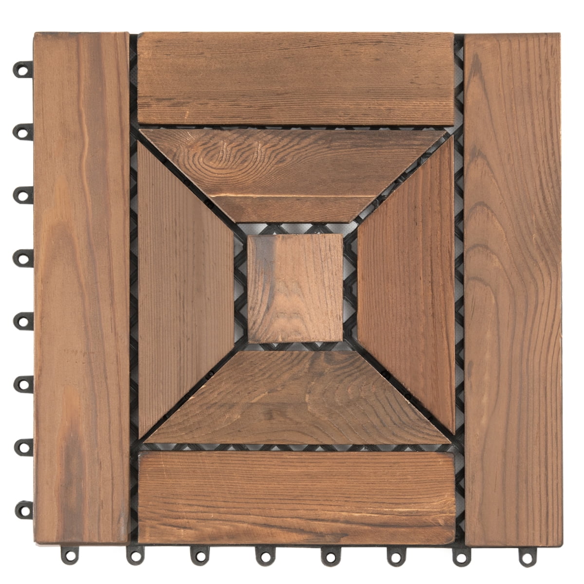 Topbuy 11 PCS 12'' x 12'' Interlocking Wood Tiles Patio Pavers Floor