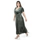 thumbnail image 2 of Vestido envolvente de terciopelo Roman Fashion /Tallas Extras, 3836 (Verde militar) verde oscuro 42, 2 of 8