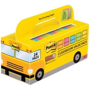 Post-it Super Sticky Notes Bus Pack, 3 x 3 Inches, Assorted, Pack of 24