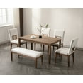 thumbnail image 2 of Guyou Solid Wood Dining Table, 59" Farmhouse Large Size Rectangular Dining Table for 4-6 People, Modern Kitchen Table for Living Room Dining Room Kitchen, Natural Brush, 2 of 8
