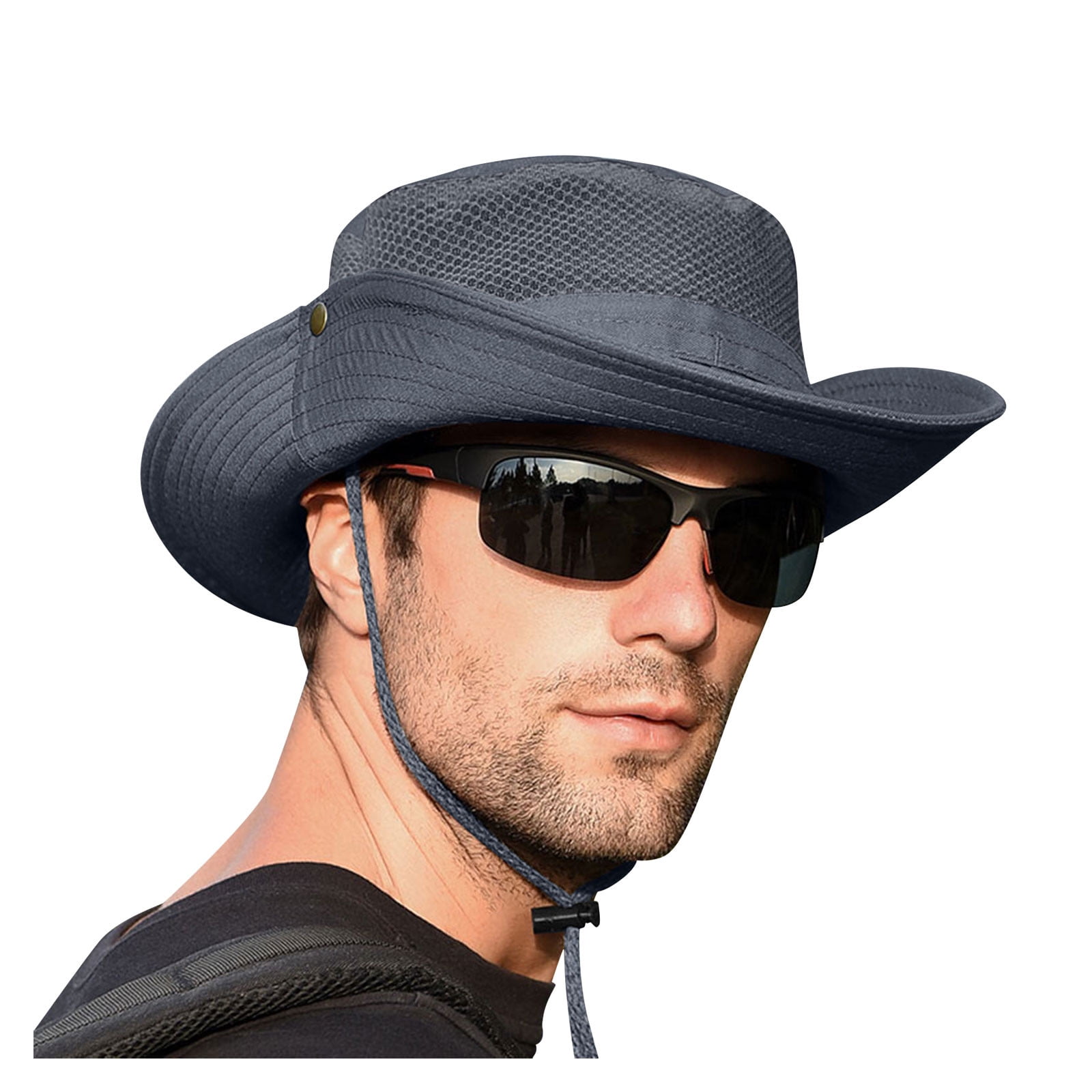 Bucket Sun Hats Mens UV Protection WideHat Cooling Mesh Ponytail Hole