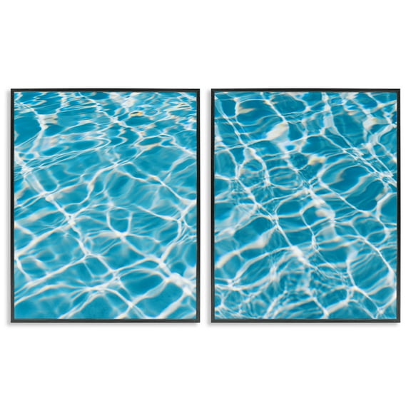 Stupell Industries Welcoming Pool Water Nautical & Beach Painting Black Framed Art Print Wall Art, 11 x 14, Set of 2