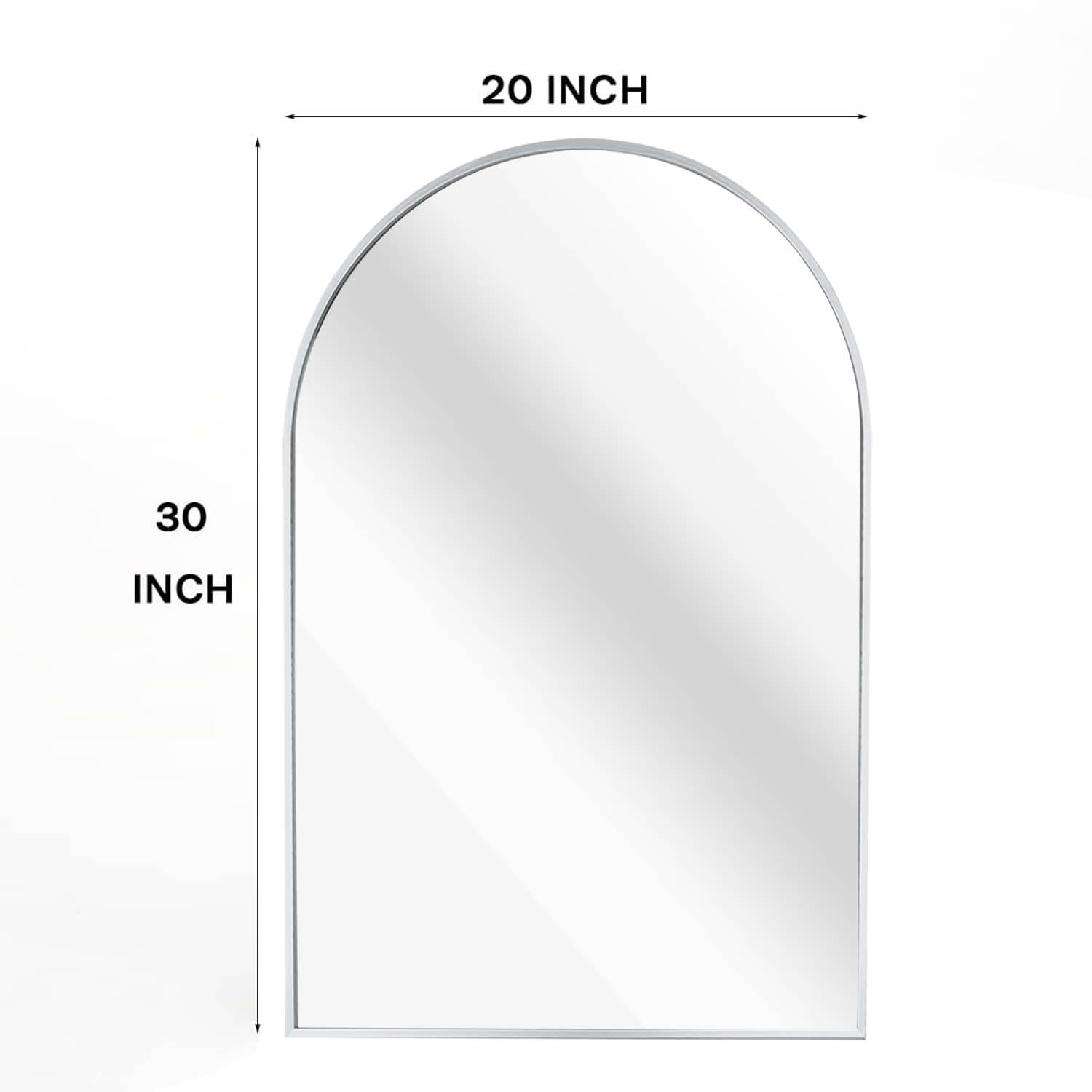 MAYEERTY 20x30 Inch Silver Metal Framed Arched Bathroom Wall Mirror, for Home Bathroom Use