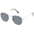 thumbnail image 2 of Modern Metal Geometric Sunglasses Slim Arms Neutral Flat Lens 51mm (Silver / Smoke ), 2 of 4