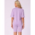 thumbnail image 3 of DARING DIVA Womens 2 Pieces Biker Shorts Set Outfits T-Shirt Lounge Wear S Purple, 3 of 6