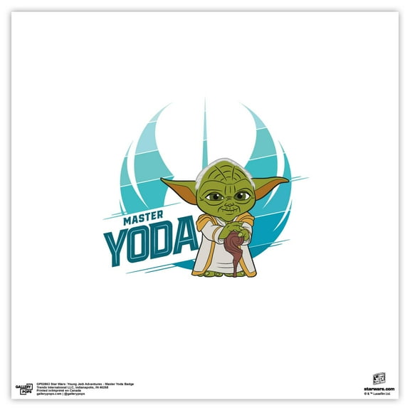 Gallery Pops Star Wars: Young Jedi Adventures - Master Yoda Badge Wall Art, Unframed Version, 12" x 12"