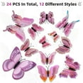 thumbnail image 3 of 3D Pink Butterfly Wall Stickers 24 Pcs Butterflies Decal Waterproof Mural Wall Sticker for Home and Room Decoration, Bedroom Showcase Wall Art Decor Refrigerator Magnet, 3 of 8