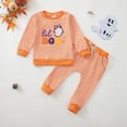 thumbnail image 2 of TOWED22 Toddler Baby Boy Halloween Outfit Pumpkin Truck Crewneck Sweatshirt Long Sleeve Shirt Plaid Pants Set Fall Clothes,Orange,2-3 Y, 2 of 7