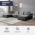 thumbnail image 5 of ijuicy Convertible Sectional Sofa with Ajustable Backrest, U/L Shaped Modular Sofa Set, Oversized Sectional Couch, U/L Shaped Sectional Sleeper Sofa for Living Room Apartment, Dark Grey, 5 of 7