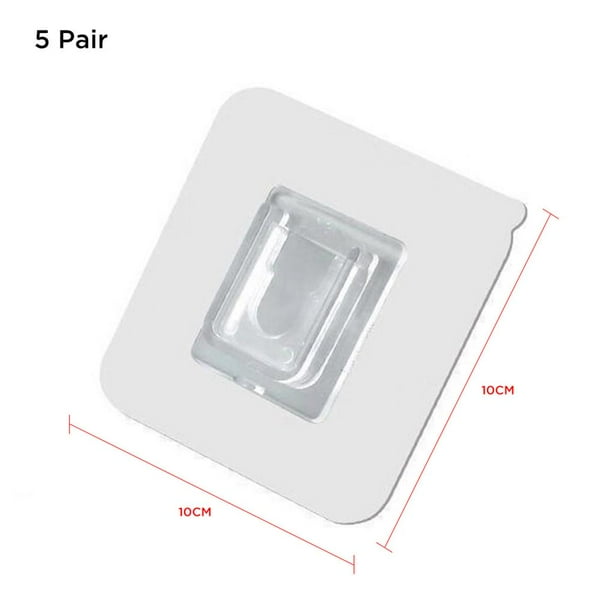 Wosthever 5/10/12 pares de ganchos de pared adhesivos de doble cara ganchos para pegar en la pared sin perforar clavar Almacenamiento y organización del hogar Wosthever HA023267-00