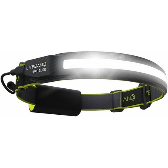 Liteband PRO 1000 Lumen LED Headlamp, Rechargeable Battery Powered, Hard Hat Light, Carbon