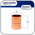 thumbnail image 2 of Appli Parts AP-A012B10 1/2 in Wrot Copper Coupling fitting CxC Sweat connections for refrigeration, air conditioning and plumbing applications ACR and Type L copper pipe (10 x Bag), 2 of 7