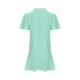 thumbnail image 6 of Lovzfmll Womens Summer Dresses, Womens 2024 Summer Breathable Mini Dress Flowy Casual Loose V-Neck Solid Color Lapel Sleeveless Button Up Open Chest Pleated Ruffled Dress Mint Green XL, 6 of 6