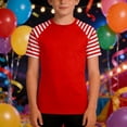 thumbnail image 2 of Glisme Boys Graphic Tees Stripe Print Short Sleeve T Shirt Colorful Festive Comfortable Blend Top For Kids Red Tee Size 6-7 Years, 2 of 4