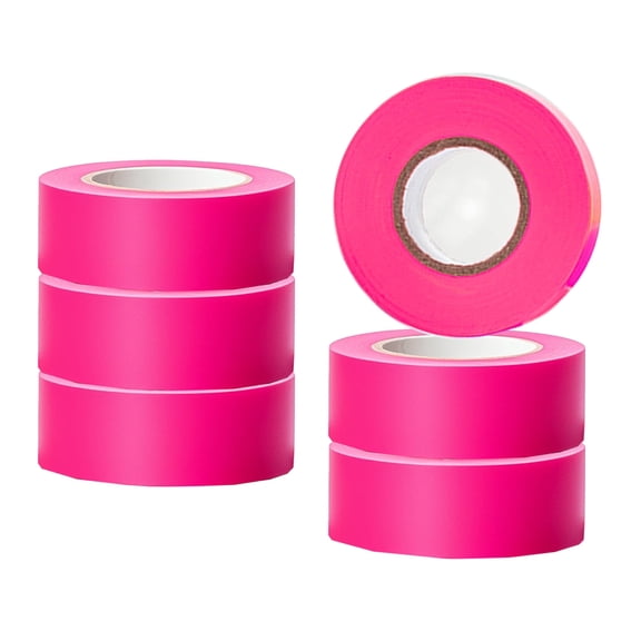 6-Packs Fluorescent Flagging Tape, 1" x 150ft,Pink – High-Visibility, Weatherproof, Non-Adhesive Marking Tape for Surveying, Construction, Hunting, and Forestry