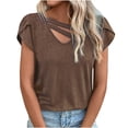 thumbnail image 3 of Fesfesfes Womens Tees Fashion Women Summer Flare Sleeve Three Quarter Floral Lace Office Lady Blouse Tops Sheer Turtleneck Tops for Women S(US:4), 3 of 5