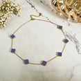 thumbnail image 2 of JeenMata Blue Flower Station Necklace in Yellow Gold Plated, 2 of 7
