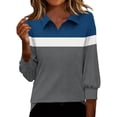 thumbnail image 1 of FRSASU Womens Tops 3/4 Sleeve V Neck Shirts Color Block Casual Business Basic Tees Summer Tops Navy M(M), 1 of 5