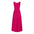 thumbnail image 6 of BangWanChi Summer Dresses for Women Clearance Women Fashion Summer Waist Cinching Solid Color Sleeveless Long Dress, 6 of 7