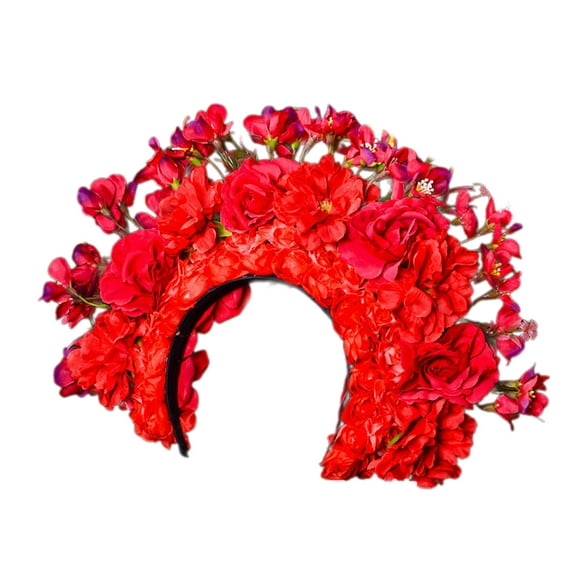 Double Sided Flower Headband Mexica Rose Flower Crown Hairband Fashion Women Bride Hair Accessory Bridal Garlands