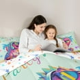 thumbnail image 5 of Feelyou Cartoon Pink Dinosaur Twin Bedding Sets 7-Piece, Watercolor Bedding Comforter Set, Animal Music Party Reversible Sheet Sets, Lightweight Room Decor, 5 of 9