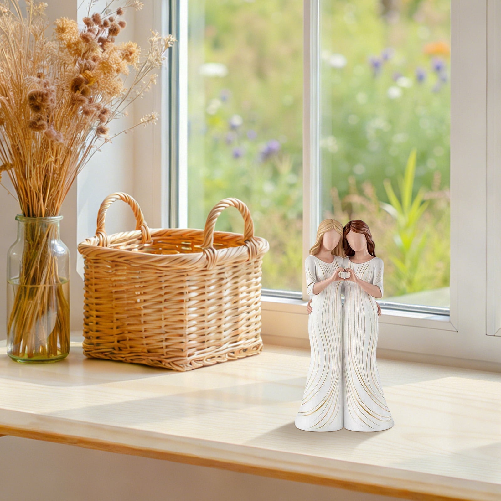 Friendship Resin Statue Female Decorative Miniature Statue Sisters Friendship Resin Statue Decorative Figurine for Women, for Friends & Sisters, Home Decor for Living Room Dorm Apartment