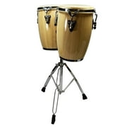 Zenison Latin Percussion Conga Drums and Stand 9 & 10 inch Heads Natural Wood