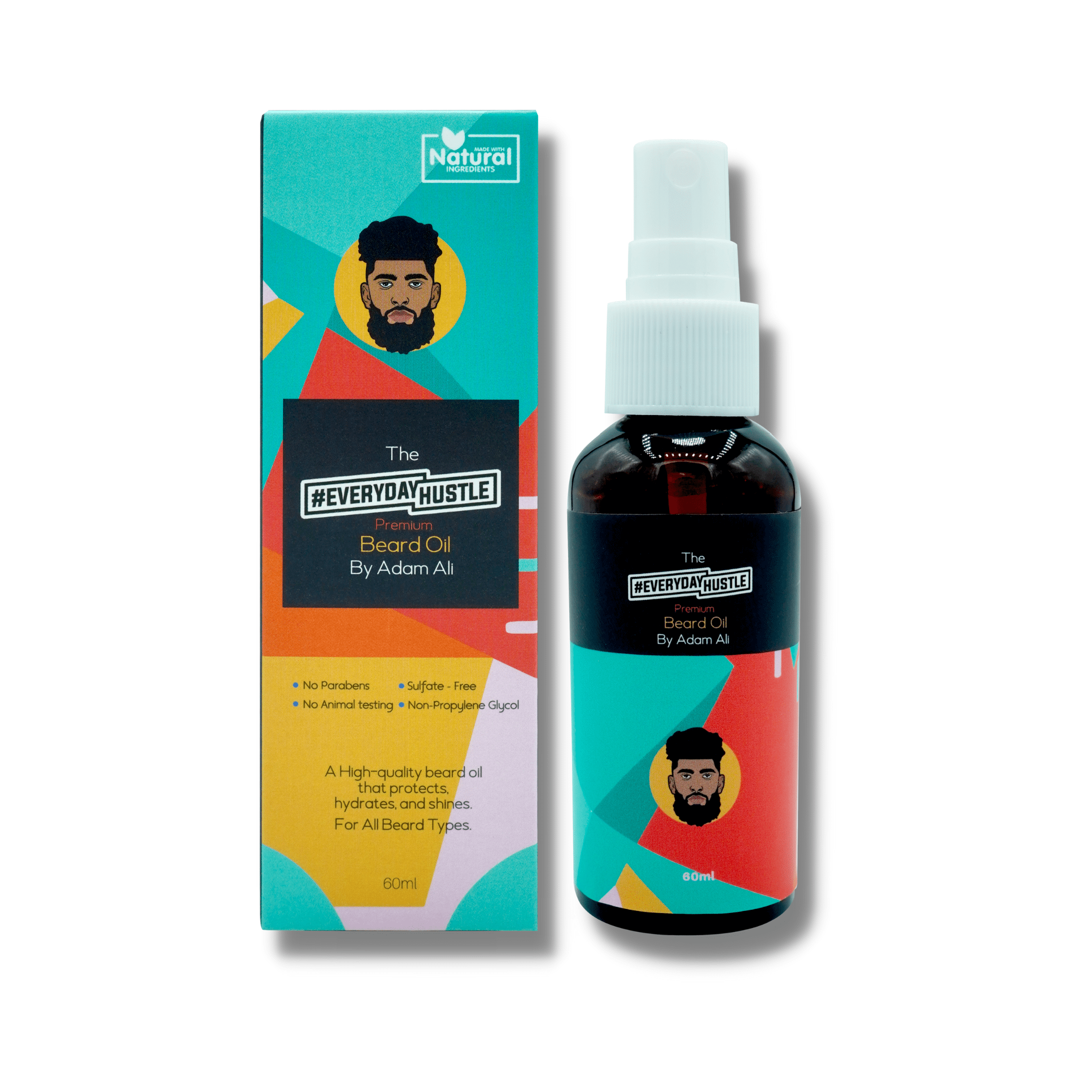 #EverydayHustle Beard Oil for Shine | All Natural Manly Scent | Softens & Strengthens Beards and Mustaches for Men | 2 Ounce Spray